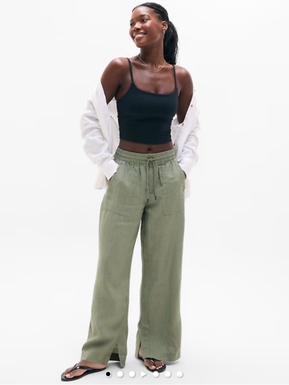 Athleta Retreat linen high rise Wide Leg pants women’s size M